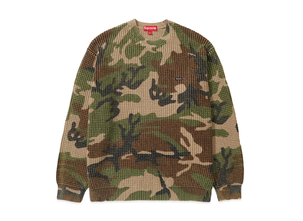 Supreme Washed Small Box Waffle Sweater "Woodland Camo"