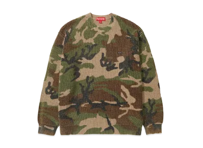 Supreme Washed Small Box Waffle Sweater "Woodland Camo"