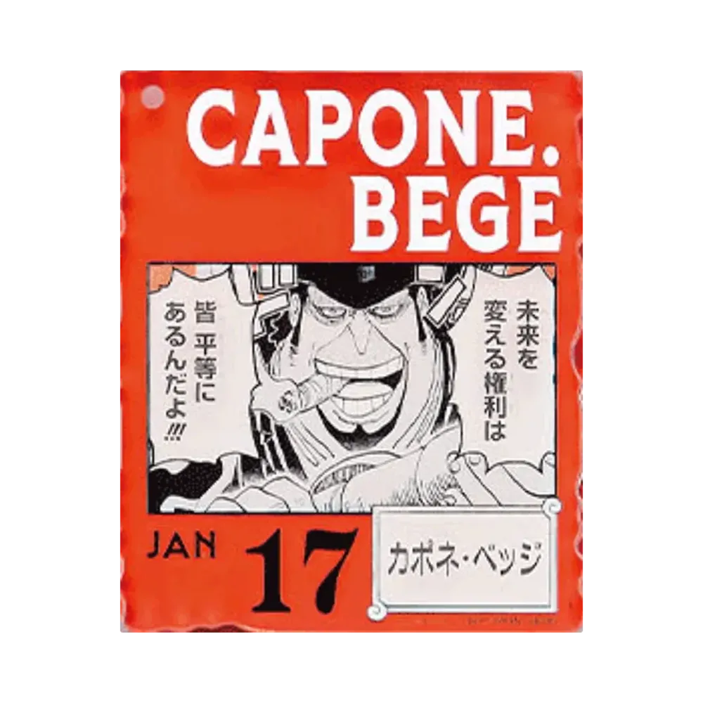 BANDAI "Ichiban Kuji" -ONE PIECE BASE SHOP Lottery 366DAYS OF BIRTHDAYS- Birth Month January-March Shin Colors Acrylic Block Charm Prize 1/17 Capone"Gang"Bege