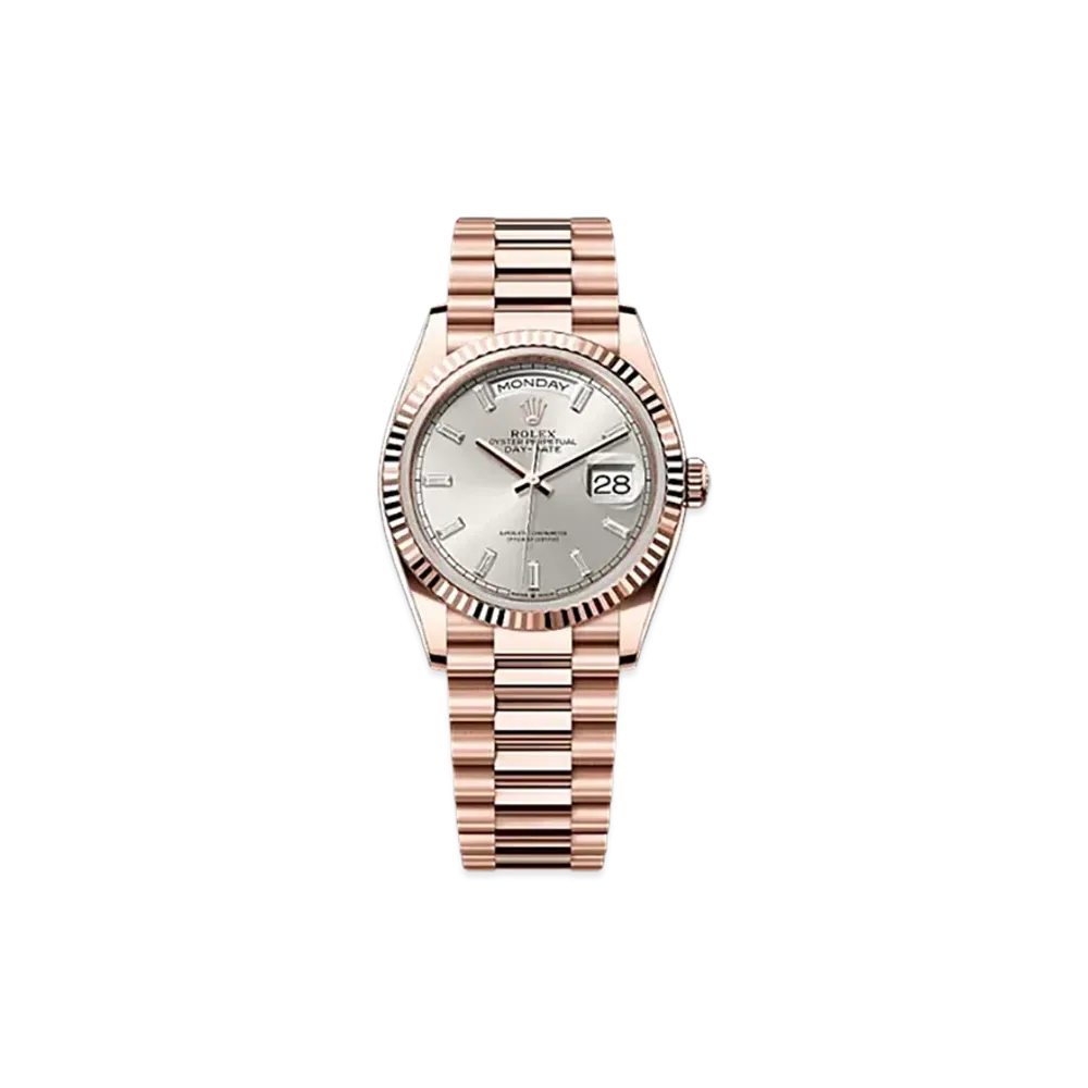 ROLEX Day-Date 36mm Everose Gold 128235 "Silver"