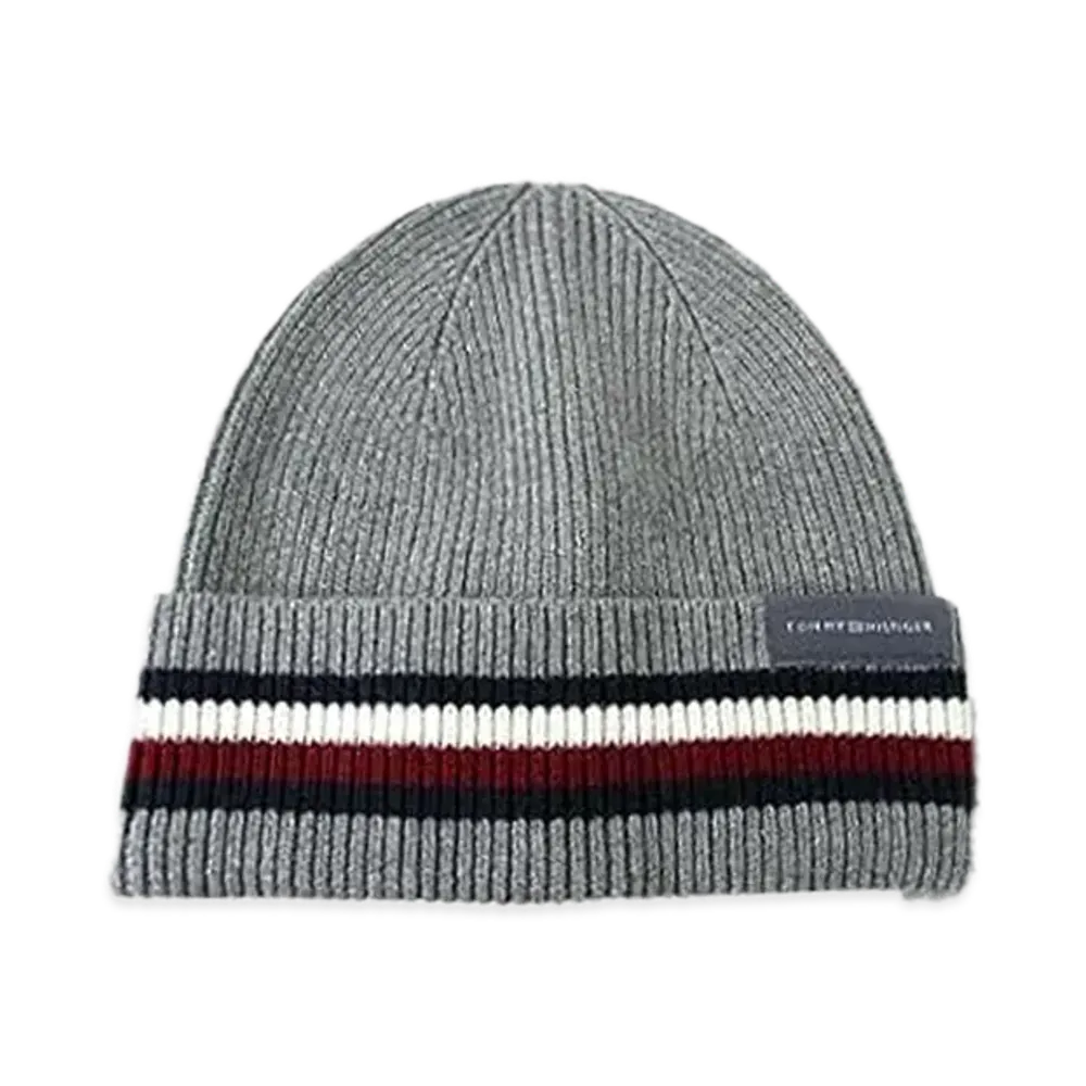 TOMMY HILFIGER Signature Logo Corporate Knit Beanie "GreyMelange"