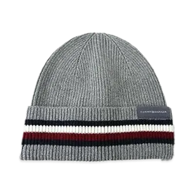 TOMMY HILFIGER Signature Logo Corporate Knit Beanie "GreyMelange"