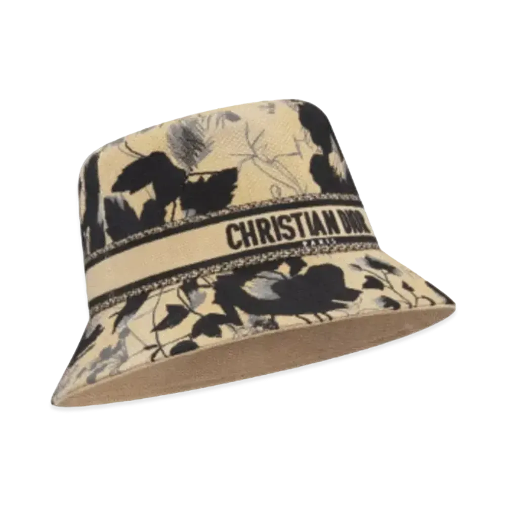 Dior D-Bobby Fleurs Mystiques Small-Brim Bucket Hat Embroidery "Beige/Black"