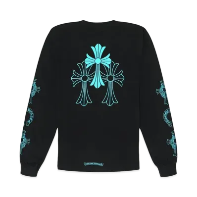 Chrome Hearts 3 Cemetery Cross Logo L/S T-shirt "Black/Blue"