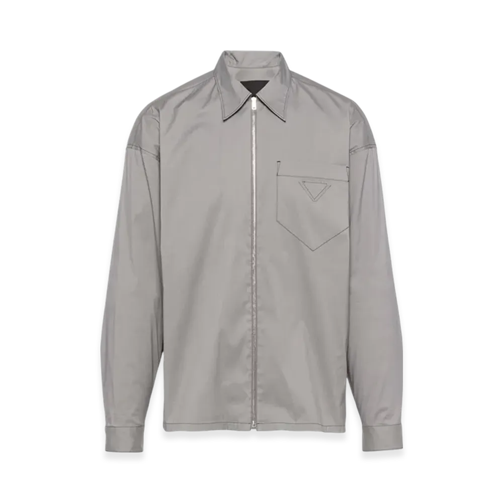PRADA Stretch Cotton Shirt "Steel/Black"