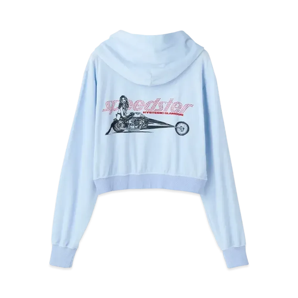 HYSTERIC GLAMOUR Speedster Short Hoodie "Blue"