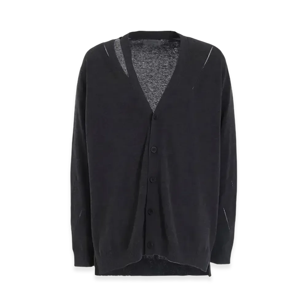 Yohji Yamamoto POUR HOMME 12G2P Jersey Dioganal Pattern Shoulder Slit V CD "Charcoal"