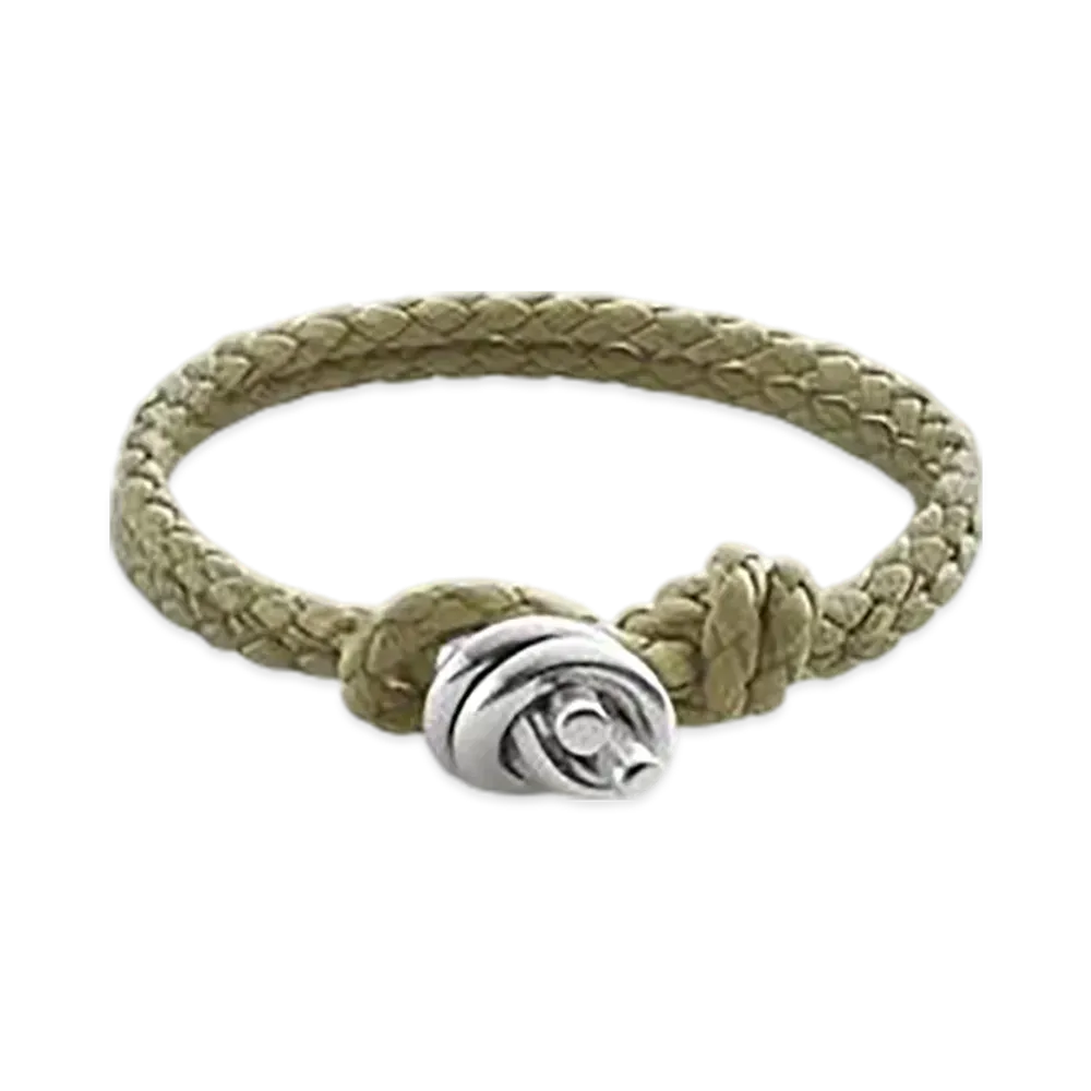 Bottega Veneta Knot Leather Bracelet "Travertine"
