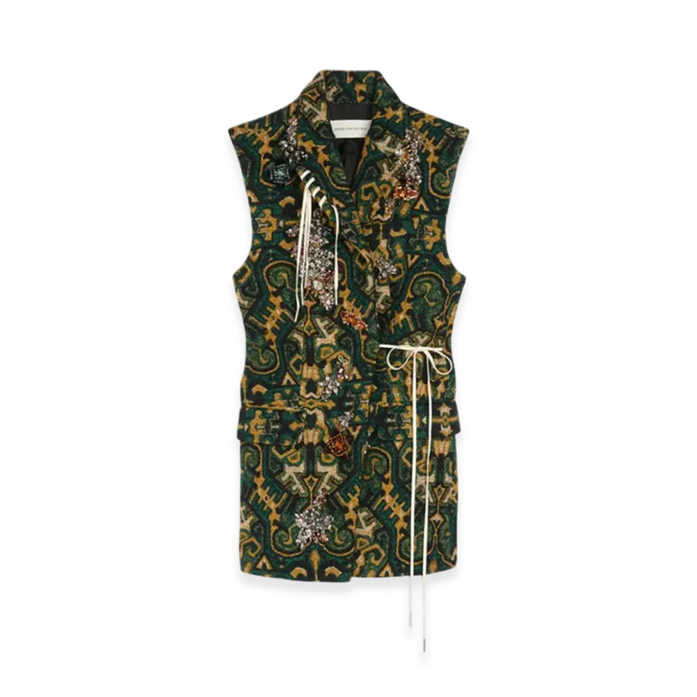 DRIES VAN NOTEN Women's Embellished Sleeveless Blazer "Bottle"