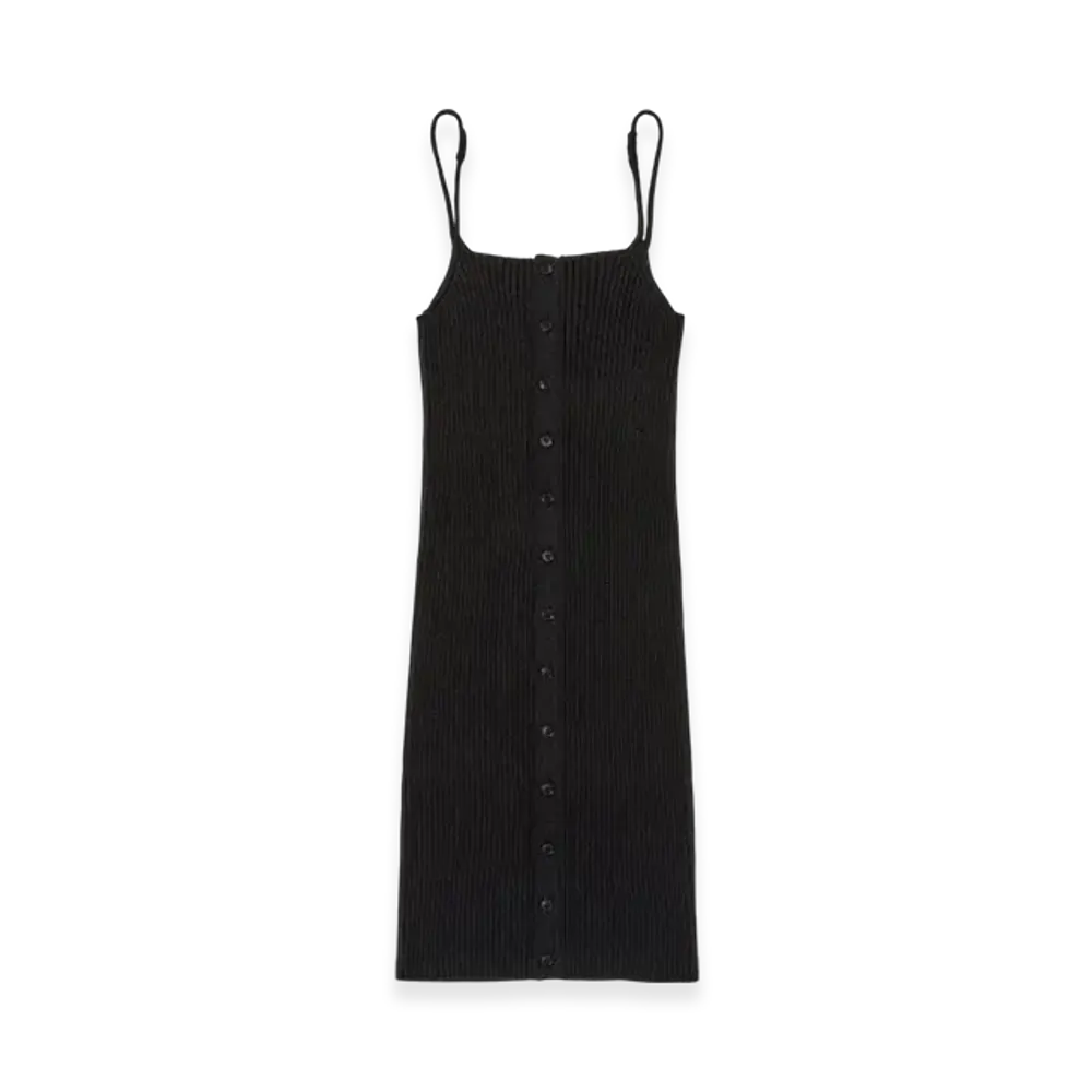 AURALEE Cotton Silk Rib Knit Mini Dress "Black"
