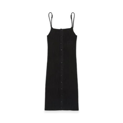 AURALEE Cotton Silk Rib Knit Mini Dress "Black"