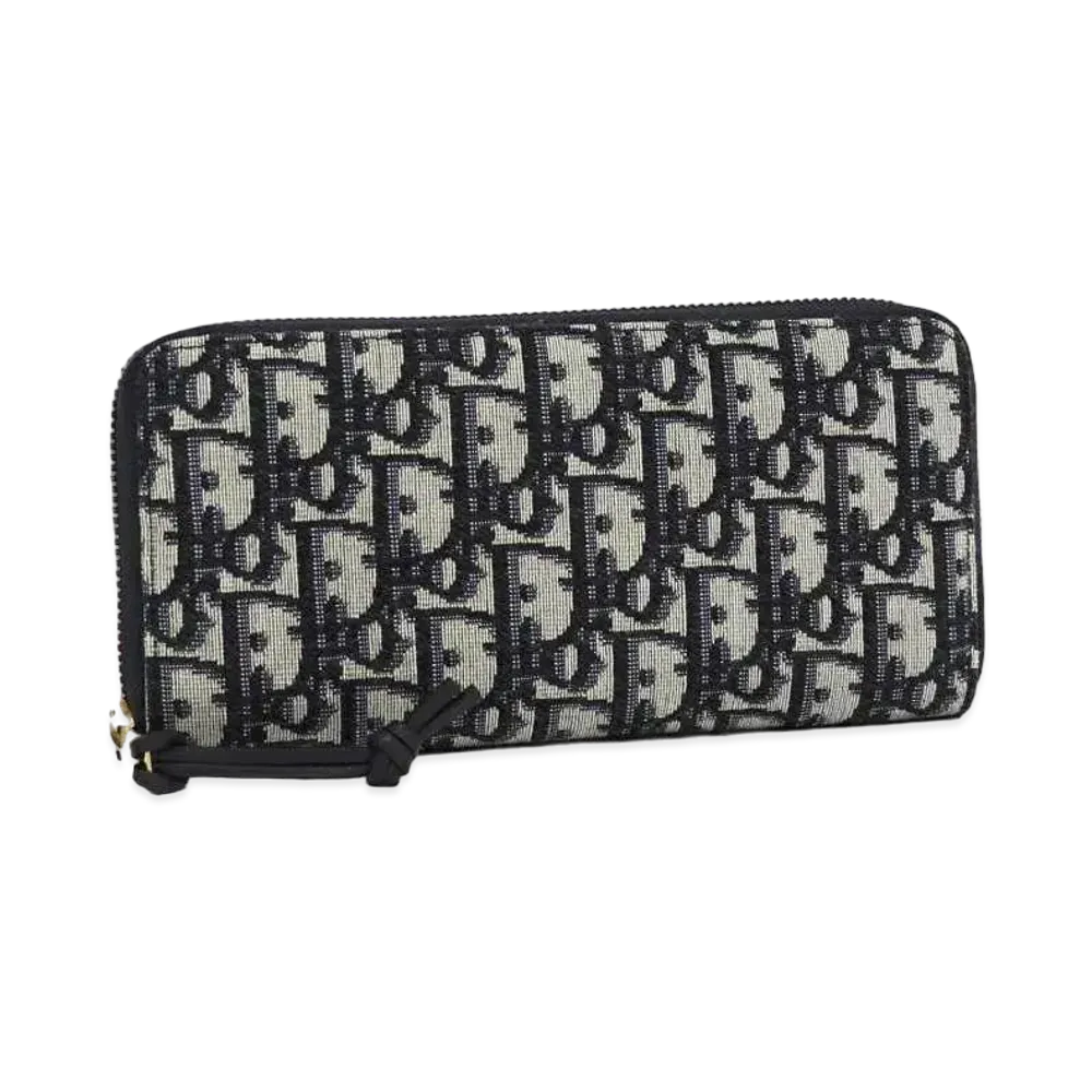 Dior Round Fastener Trotter Wallet "navy"