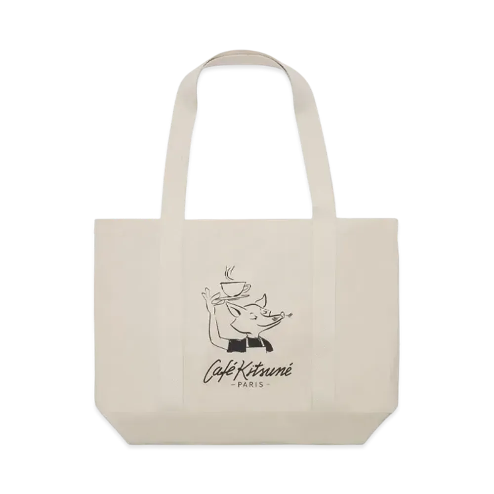 Maison Kitsune Cafe Kitsune Fox Tote Bag "Tapioca"