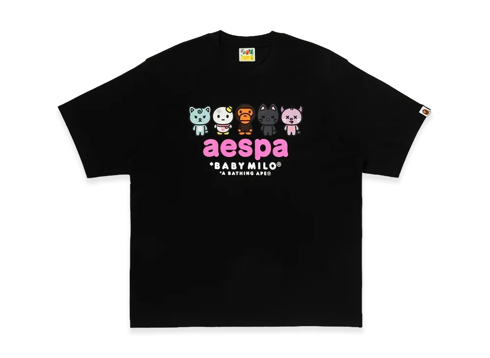 A BATHING APE x aespa Women's Baby Milo Tee "Black"