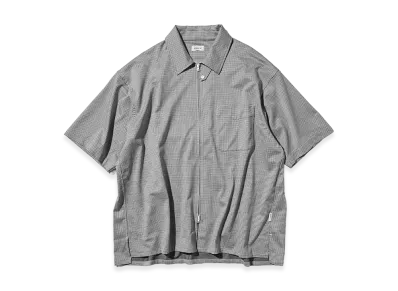 CLESSTE Mini Grid Check 36G Knit Everyday Zip Up S/S Shirt "White/Black"