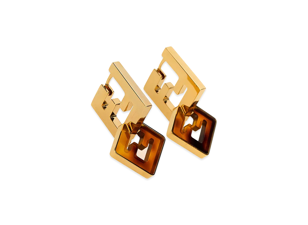 FENDI Women's Forever Earrings "Gold/Brown"