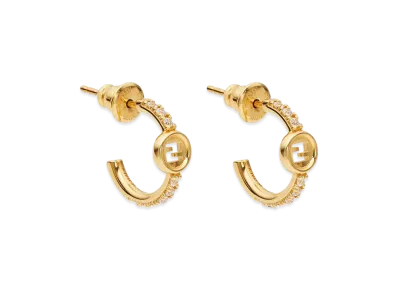 FENDI Women's Everround Metal And Crystal Earrings "Gold"