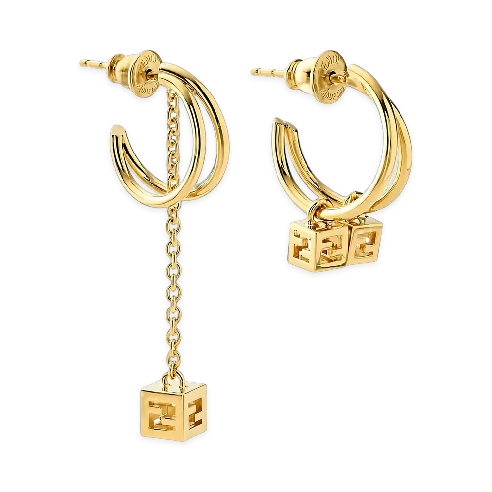 FENDI Women's Orecchini Doppio Cerchio Con Charm "Oro Super Soft"