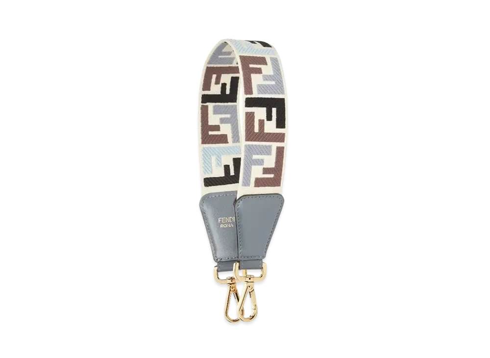 FENDI Strap You Multicolor Canvas Shoulder Strap "Brown/Light Blue/Black"