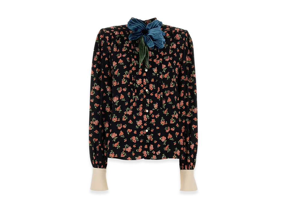 Valentino Women's Printed Crepe Shirt "Floral"