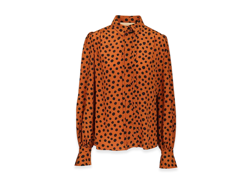 Valentino Women's Polka Dot Print Shirt "Brown"
