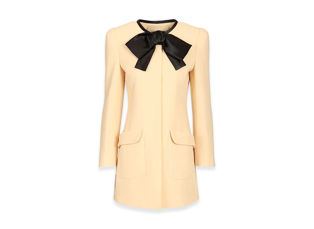 Valentino Women's Wool Crepe Caban Jacket With Bow "White"