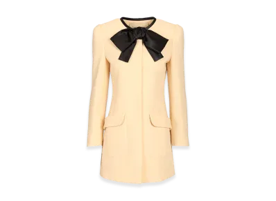 Valentino Women's Wool Crepe Caban Jacket With Bow "White"