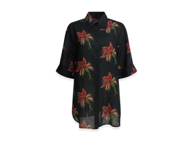 Valentino Women's Linen Floral Shirt "Black"