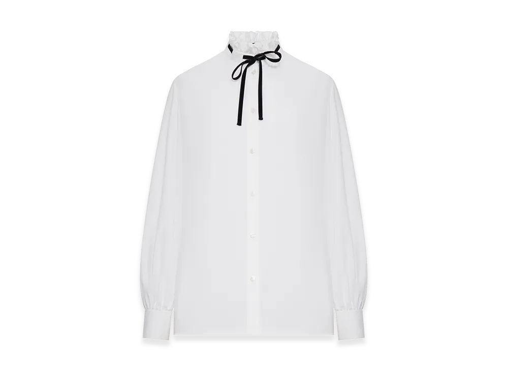Valentino Women's Poplin Shirt With Ruffled Collar "White"