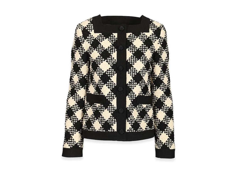 Valentino Women's Damier Checked Boucle Tweed Jacket "Multicolor"