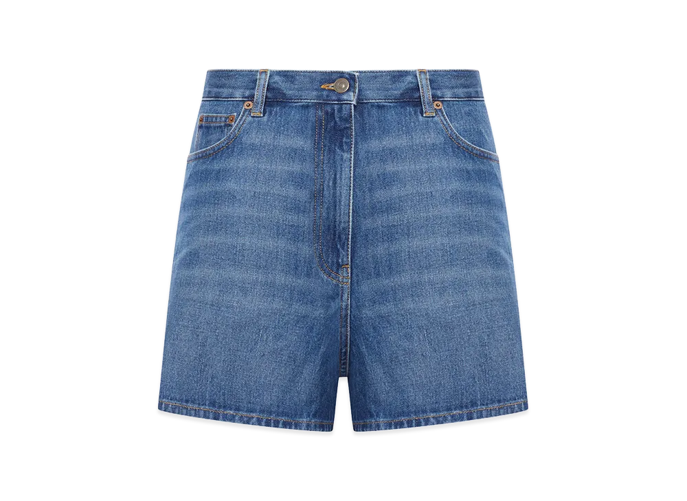 Valentino Women's Solid Denim Shorts "Blue"