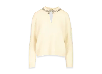 Valentino Women's Virgin Wool Sweater With Embroidery "White"
