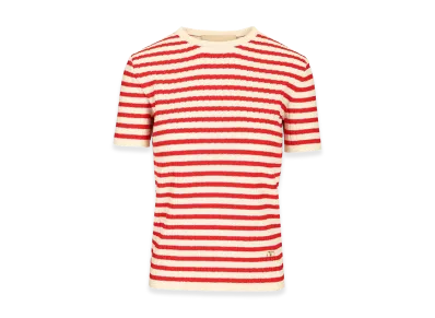 Valentino Women's Ribbed And Striped Cotton T-Shirt "Multicolor"