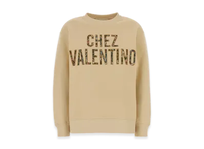Valentino Women's "Chez " Crewneck Sweatshirt "Beige"