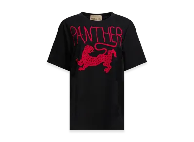 Valentino Women's "Panther" Crewneck T-Shirt "Black"
