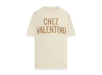Valentino Women's Embroidered Cotton T-Shirt "Nude/Neutrals"
