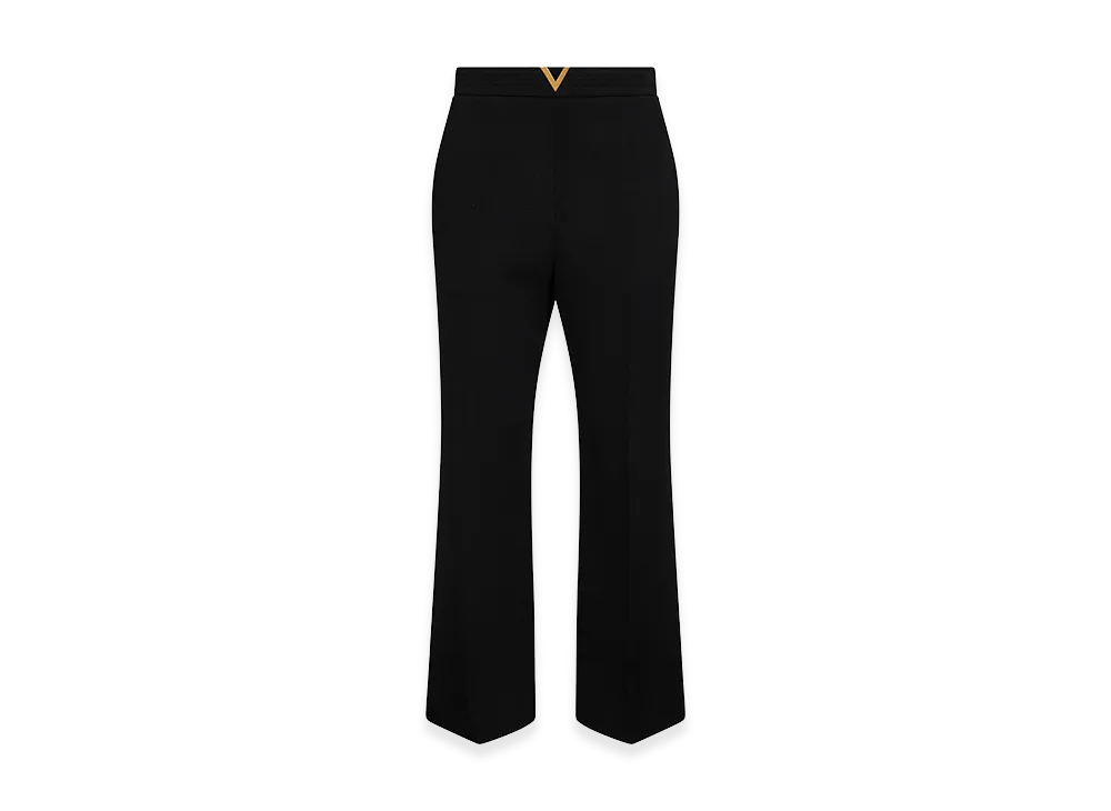 Valentino Women's Vlogo Regular Trousers In Wool Crepe "Black"
