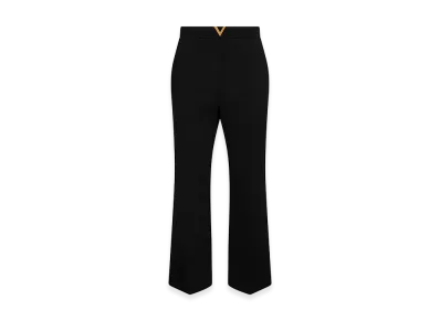 Valentino Women's Vlogo Regular Trousers In Wool Crepe "Black"