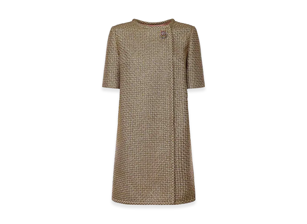 Valentino Women's Short Lurex Tweed Dress "Gold"