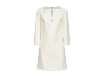 Valentino Women's Short Crepe Couture Dress "White"