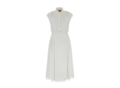 Valentino Women's Embroidered Midi Dress "Bianco"