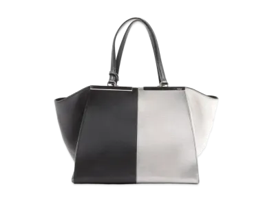 FENDI Troyjuru Leather Tote Bag "Black/Silver"