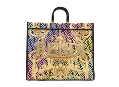FENDI Fender Chee Sunshine Canvas Leather Tote Bag "Multi"