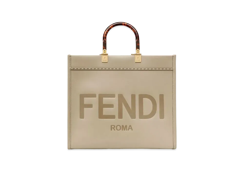 FENDI Sunshine Shopper Leather Bag "Beige"