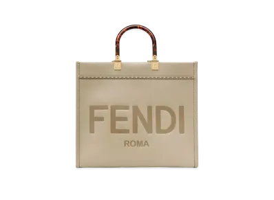 FENDI Sunshine Shopper Leather Bag "Beige"