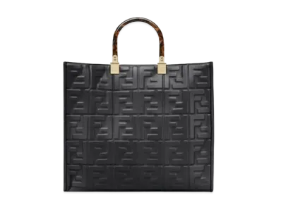 FENDI Sunshine Medium Leather Shopper "Black"