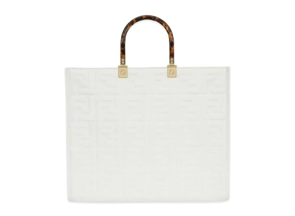 FENDI Sunshine Medium Leather Shopper "White"