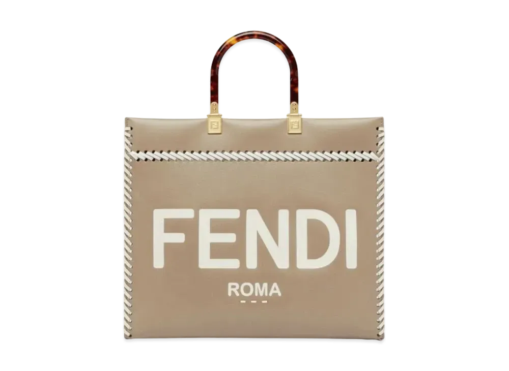 FENDI Sunshine Medium Contrast Leather Shopper Bag "Dub Gray"