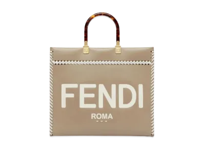 FENDI Sunshine Medium Contrast Leather Shopper Bag "Dub Gray"