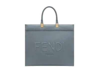 FENDI Sunshine Medium Leather Shopper "Blue"